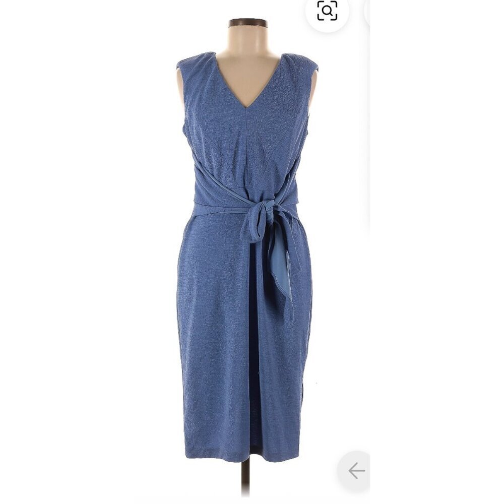 Adrianna Papell Blue Tie-Front Wrap Dress – Size 10 - Picture 5 of 16